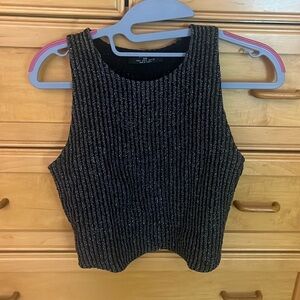 Black and silver ribbed sparkly crop top